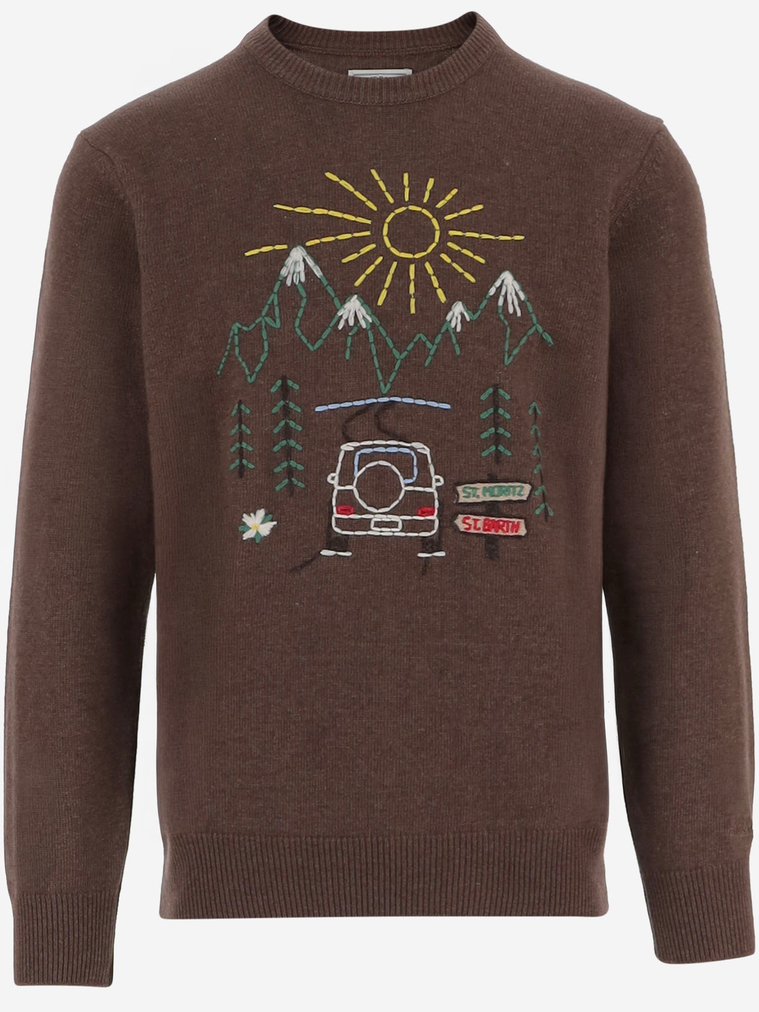 MAGLIA HERON IN MISTO LANA CON RICAMO MONTAGNA HER0001 00626M MC2 SAINT BARTH 