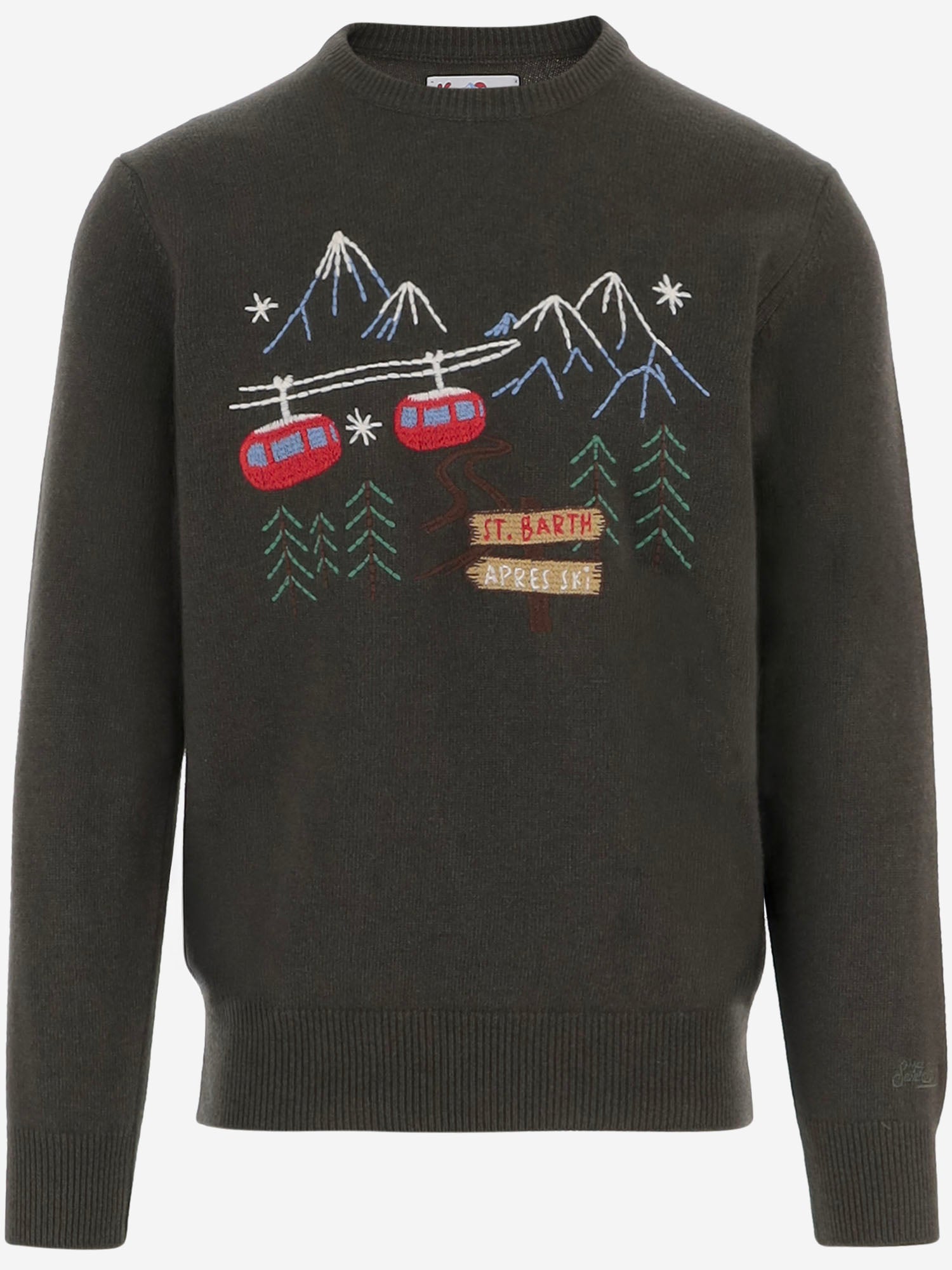 MAGLIA HERON IN MISTO LANA CON RICAMO MONTAGNA HER0001 02629M MC2 SAINT BARTH 