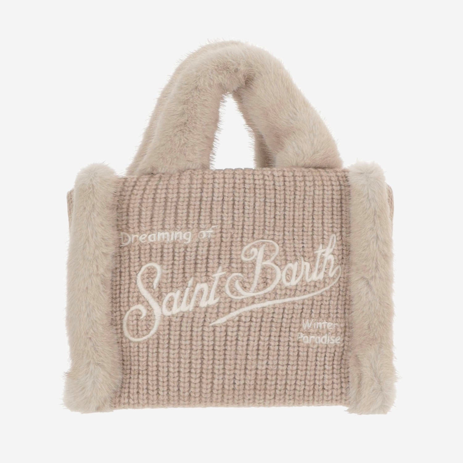 BORSA IN MISTO LANA CON DETTAGLI IN PELLICCIA ECOLOGICA VAMI022 00521M MC2 SAINT BARTH 