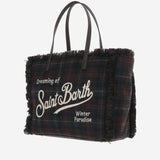 BORSA IN MISTO LANA A TARTAN CON LOGO VANI048 00468M MC2 SAINT BARTH 