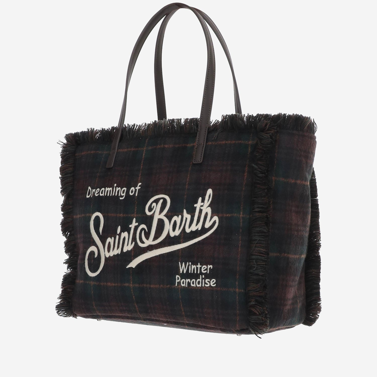 BORSA IN MISTO LANA A TARTAN CON LOGO VANI048 00468M MC2 SAINT BARTH 