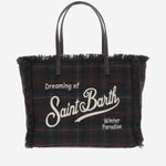 BORSA IN MISTO LANA A TARTAN CON LOGO VANI048 00468M MC2 SAINT BARTH 