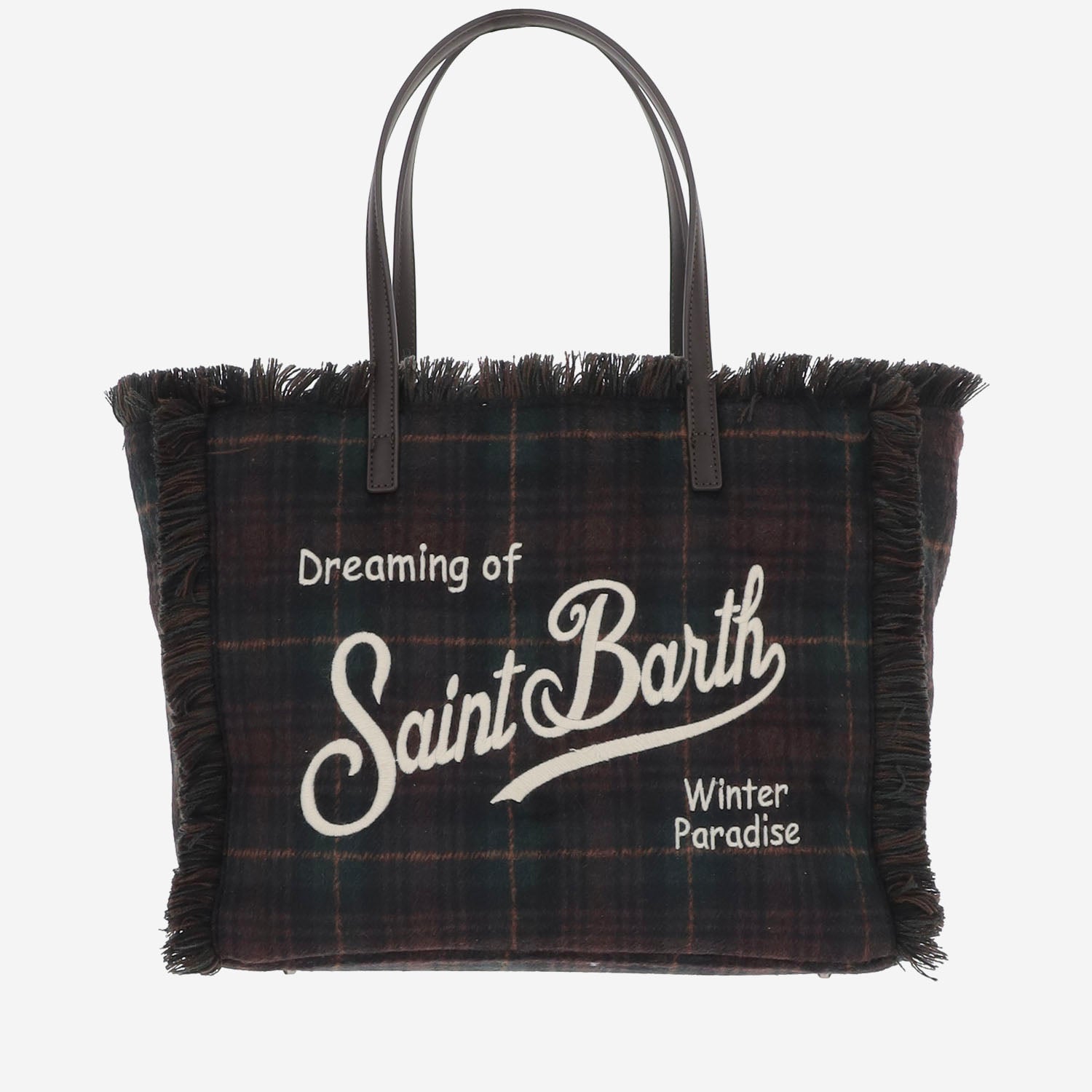 BORSA IN MISTO LANA A TARTAN CON LOGO VANI048 00468M MC2 SAINT BARTH 