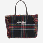 BORSA IN MISTO LANA A TARTAN CON LOGO VANI048 02549M MC2 SAINT BARTH 