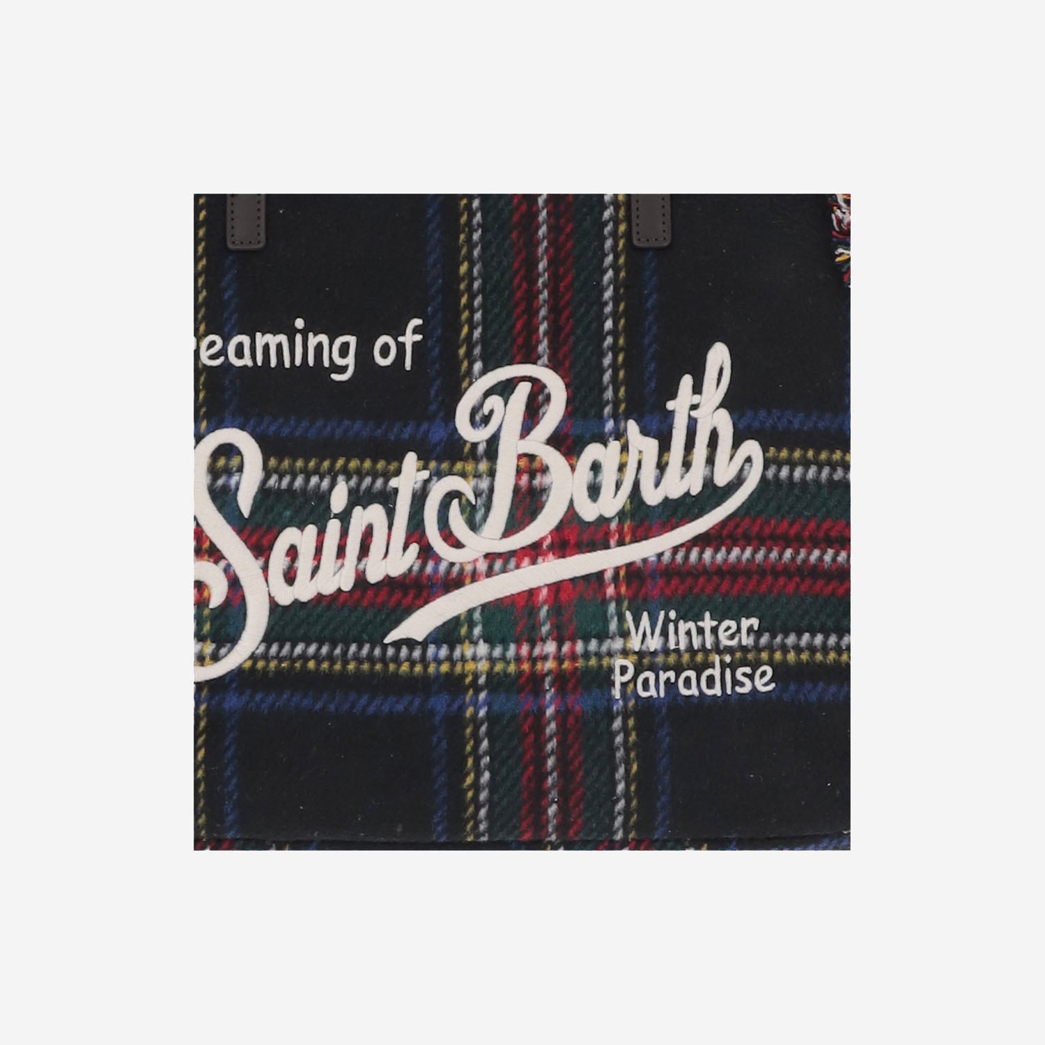BORSA IN MISTO LANA A TARTAN CON LOGO VANI048 02549M MC2 SAINT BARTH 