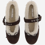 BALLERINE IN PELLE SCAMOSCIATA CON LOGO<BR/><BR/> 5F764E Z0GF0003 MIU MIU 