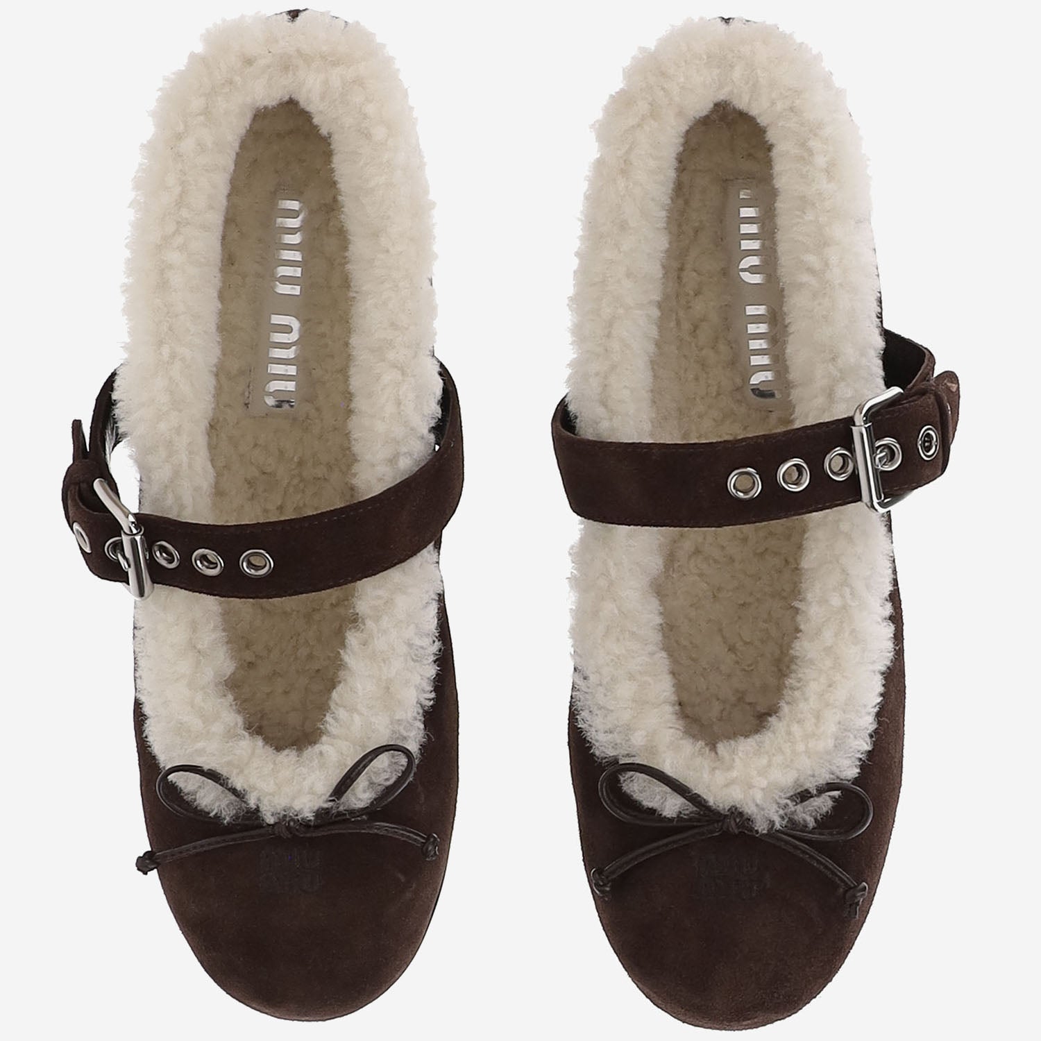BALLERINE IN PELLE SCAMOSCIATA CON LOGO<BR/><BR/> 5F764E Z0GF0003 MIU MIU 