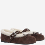 BALLERINE IN PELLE SCAMOSCIATA CON LOGO<BR/><BR/> 5F764E Z0GF0003 MIU MIU 
