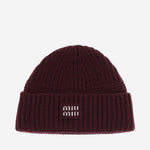 BEANIE IN LANA E CASHMERE CON LOGO 5HC539 2F8SF0399 MIU MIU 
