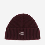 BEANIE IN LANA E CASHMERE CON LOGO 5HC539 2F8SF0399 MIU MIU 