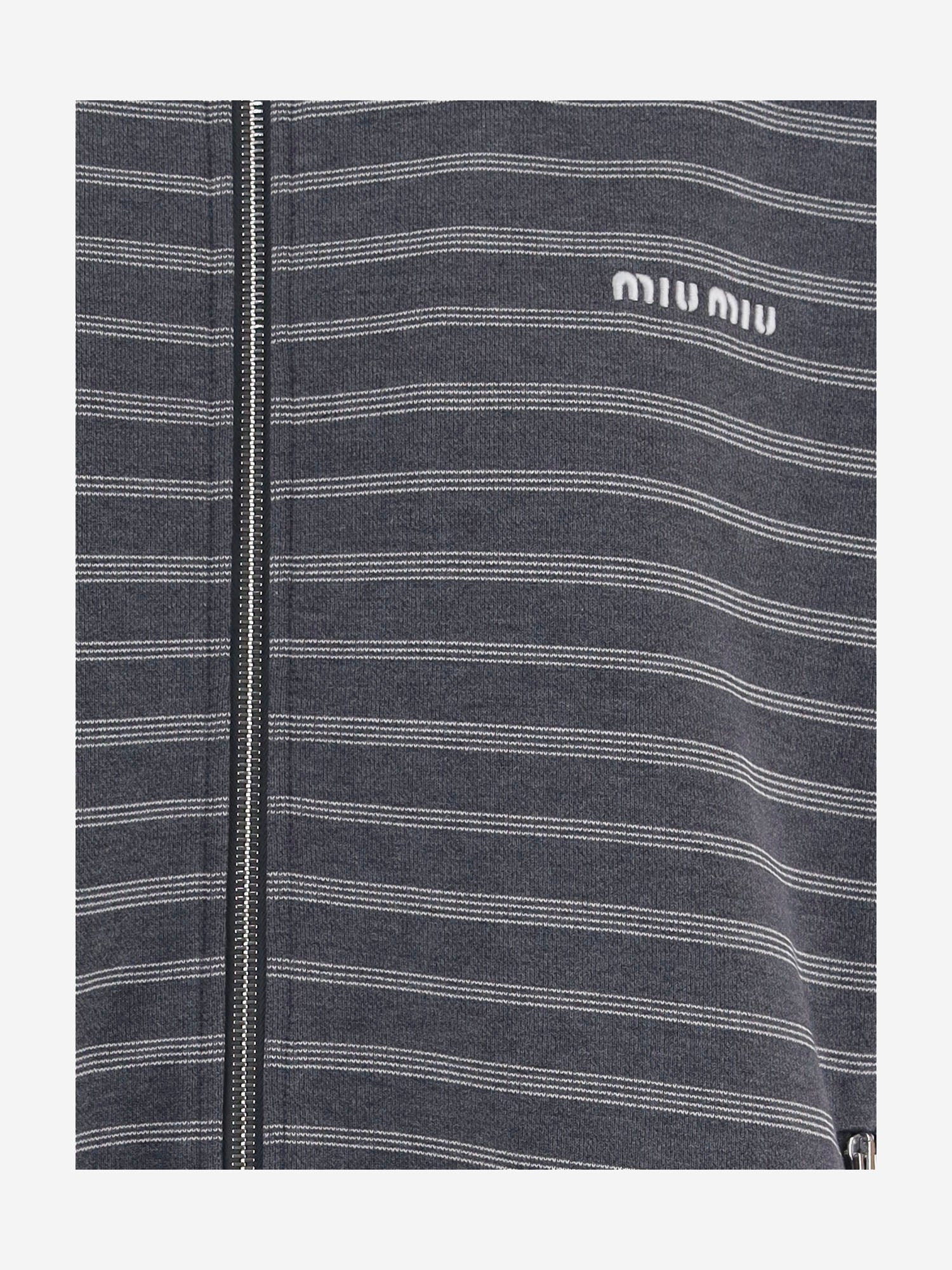 FELPA IN COTONE CON MOTIVO A RIGHE MJLA69 174VF052N MIU MIU 