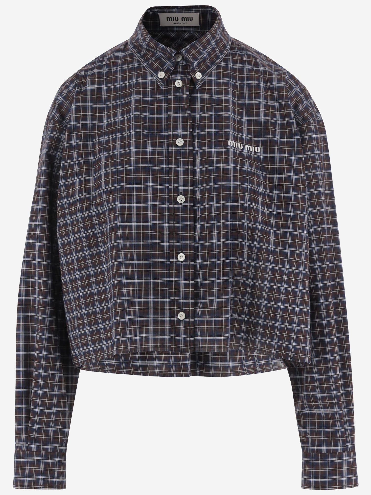 CAMICIA IN COTONE CON MOTIVO A QUADRI MK1659 19U3F057W MIU MIU 