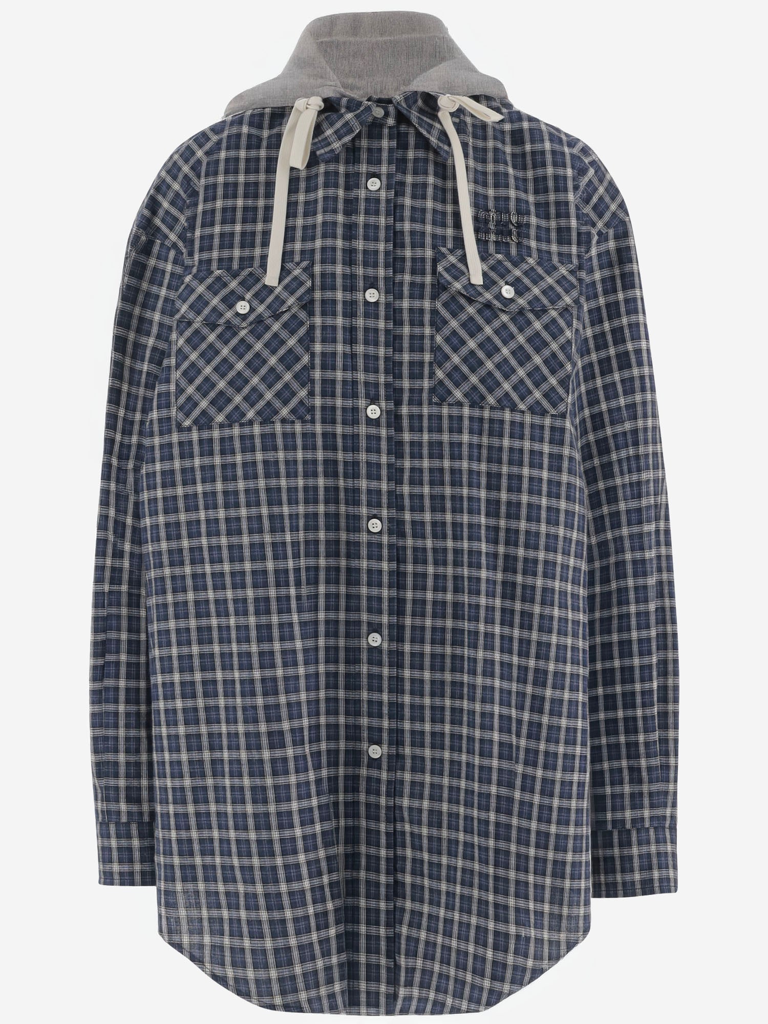 CAMICIA IN COTONE A QUADRI CON CAPPUCCIO MK2051 6210F022X MIU MIU 