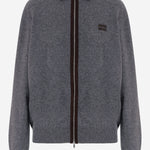 MAGLIA IN LANA E CASHMERE CON ZIP E PROFILI A CONTRASTO MMF03U 6029F0480 MIU MIU 