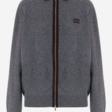 MAGLIA IN LANA E CASHMERE CON ZIP E PROFILI A CONTRASTO MMF03U 6029F0480 MIU MIU 
