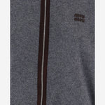 MAGLIA IN LANA E CASHMERE CON ZIP E PROFILI A CONTRASTO MMF03U 6029F0480 MIU MIU 