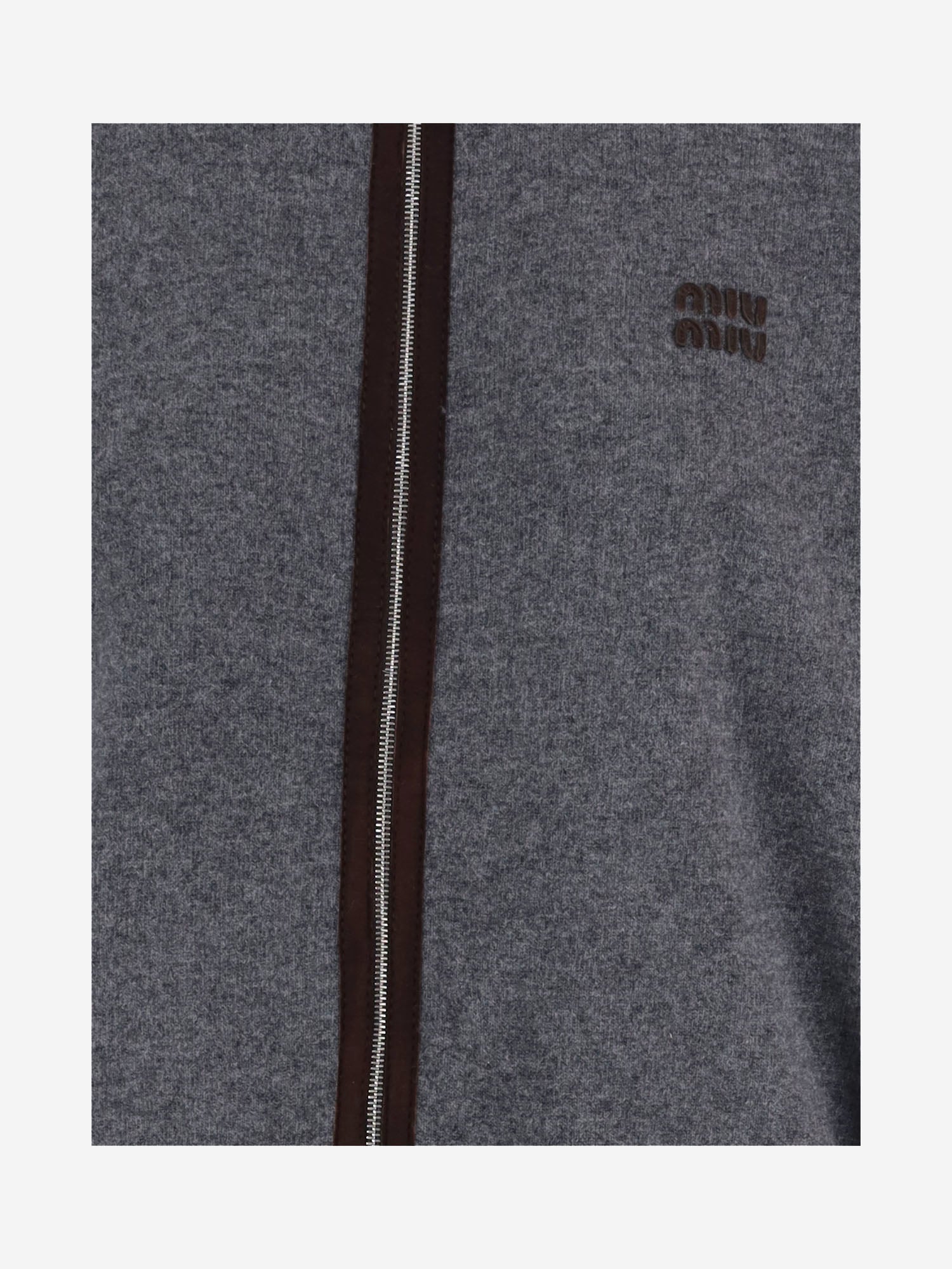 MAGLIA IN LANA E CASHMERE CON ZIP E PROFILI A CONTRASTO MMF03U 6029F0480 MIU MIU 