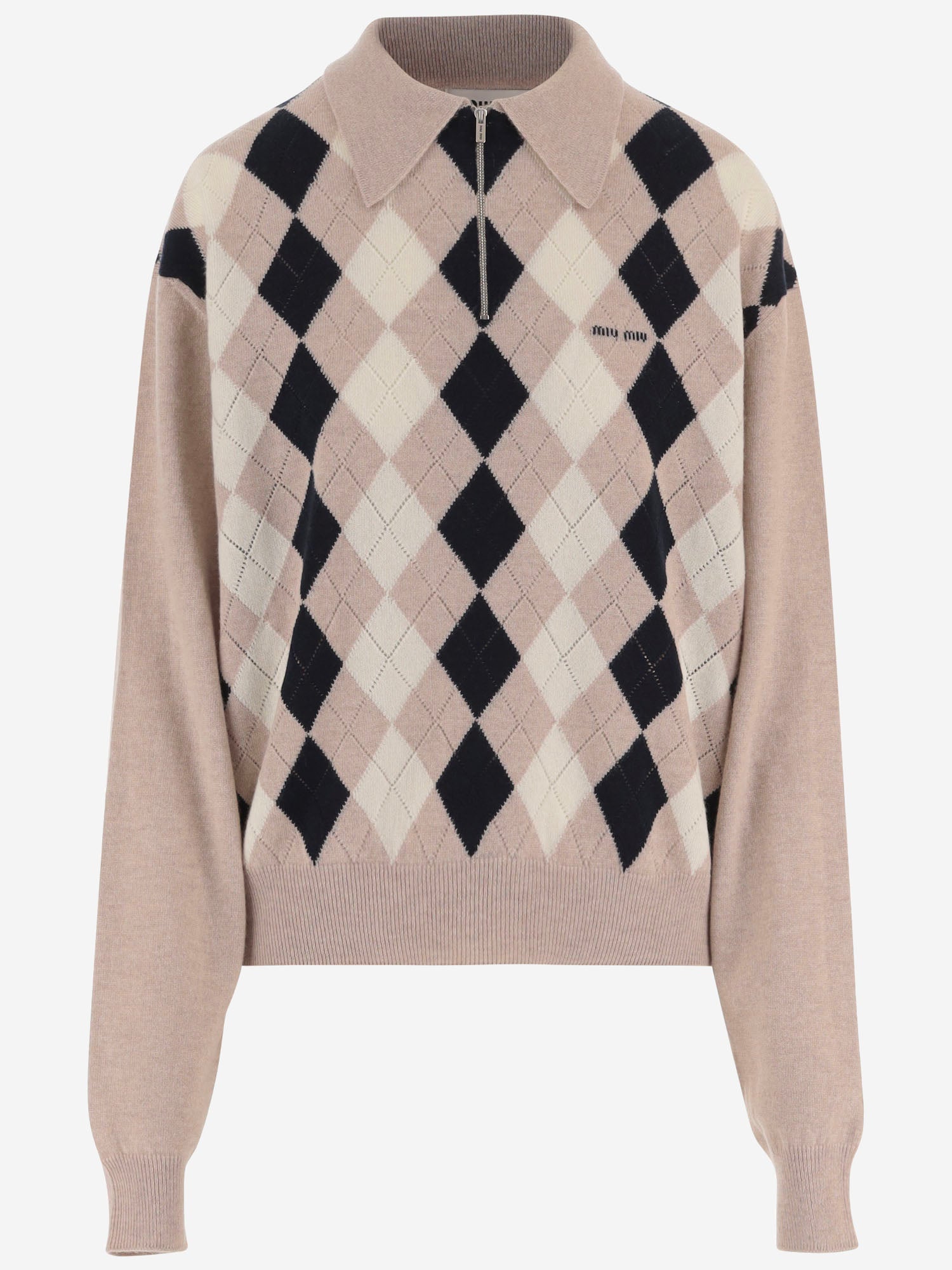 MAGLIONE IN CASHMERE CON COLLETTO E ZIP MML08B 6033F0006 MIU MIU 