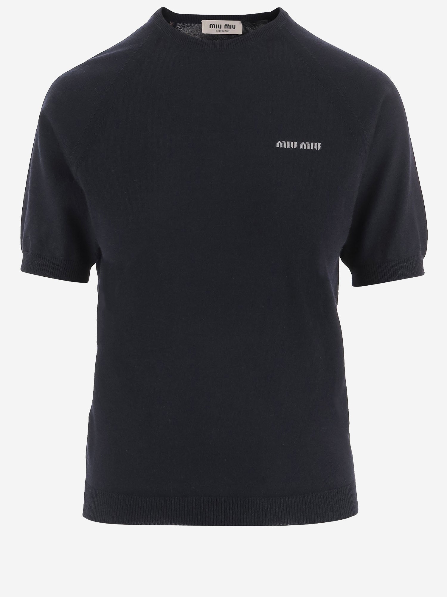T-SHIRT IN LANA CON LOGO MMLA63 16WJF0008 MIU MIU 