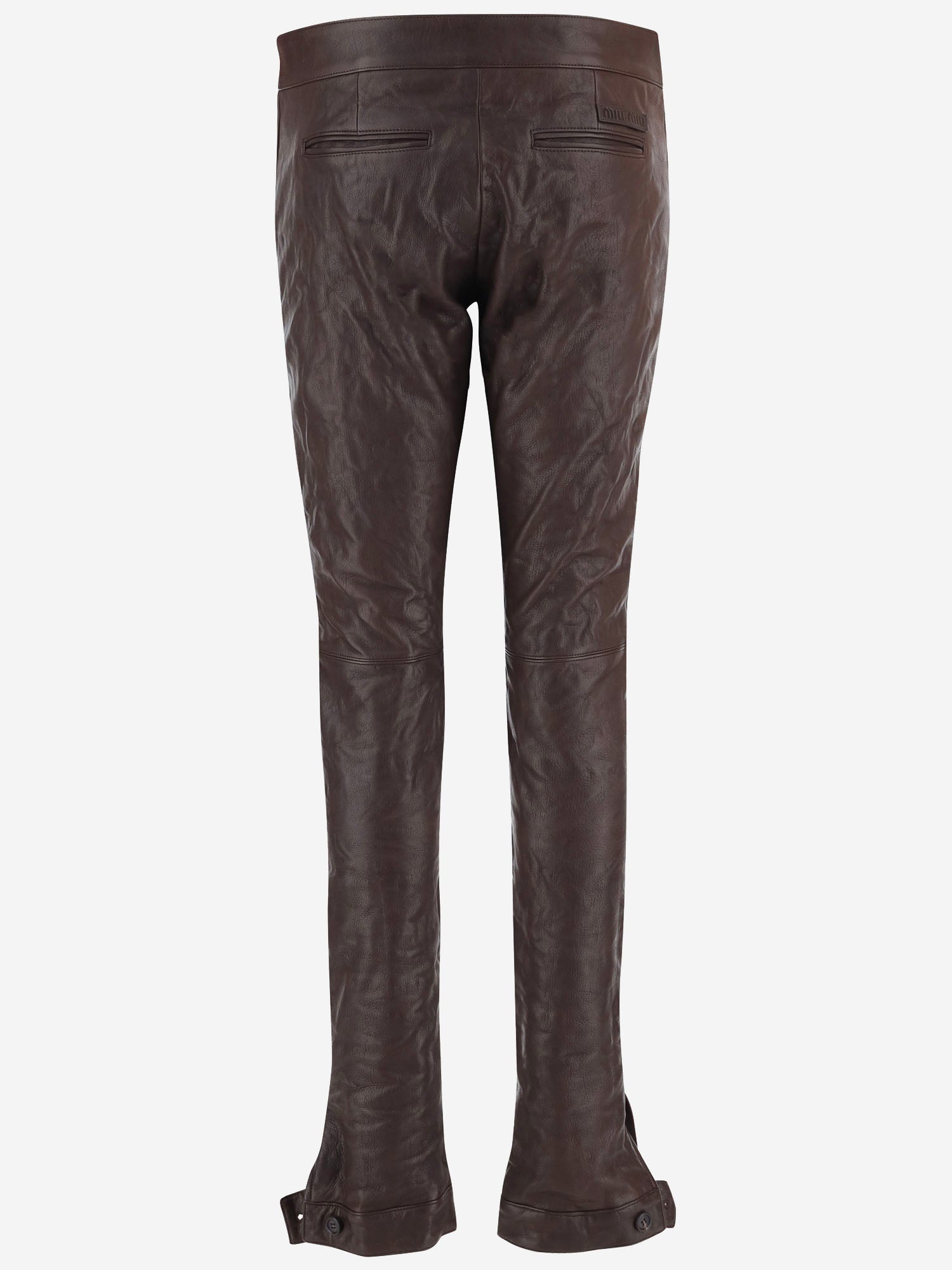 PANTALONI IN PELLE CON LOGO MPP421 19E6F0003 MIU MIU 