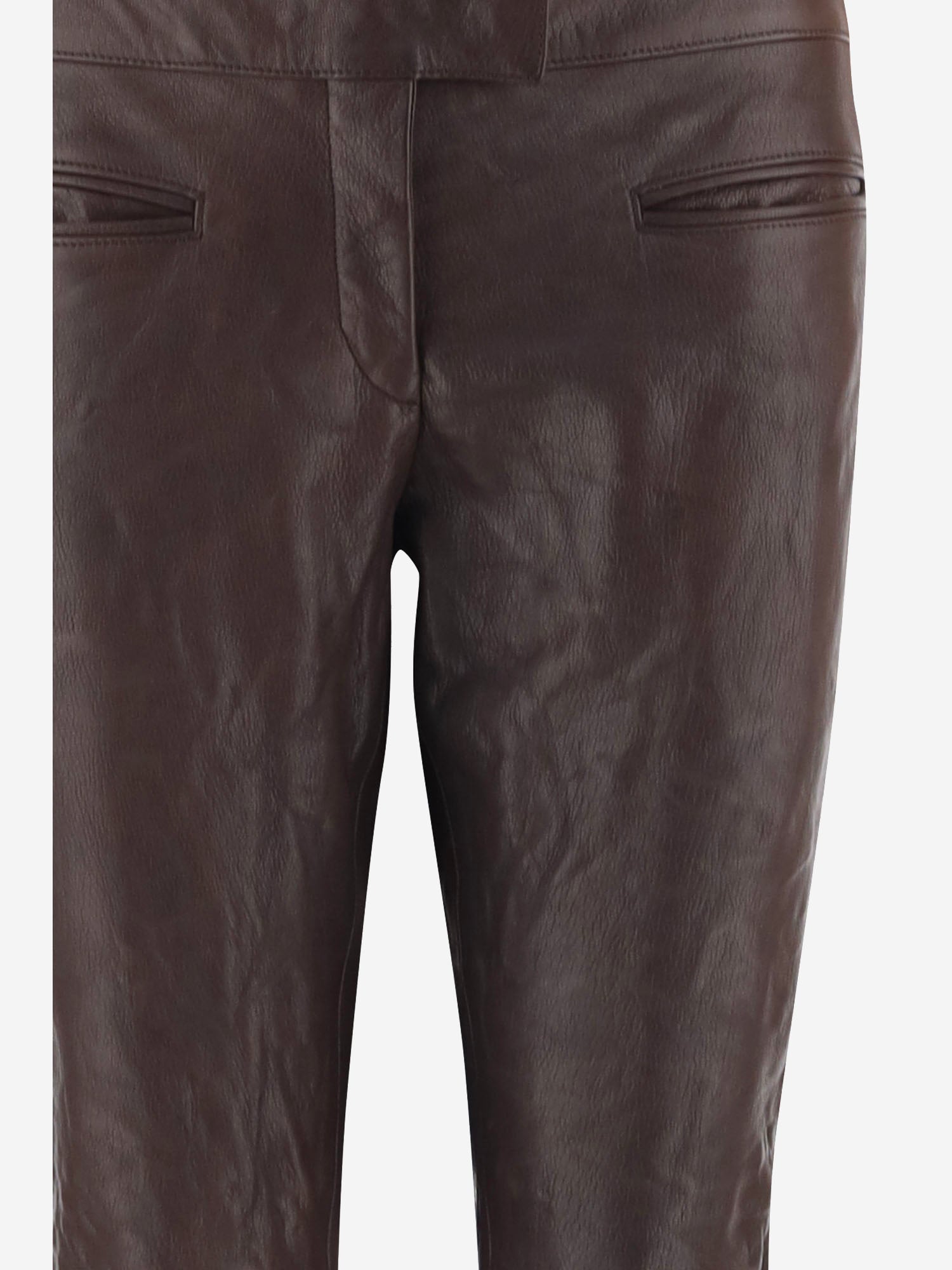 PANTALONI IN PELLE CON LOGO MPP421 19E6F0003 MIU MIU 