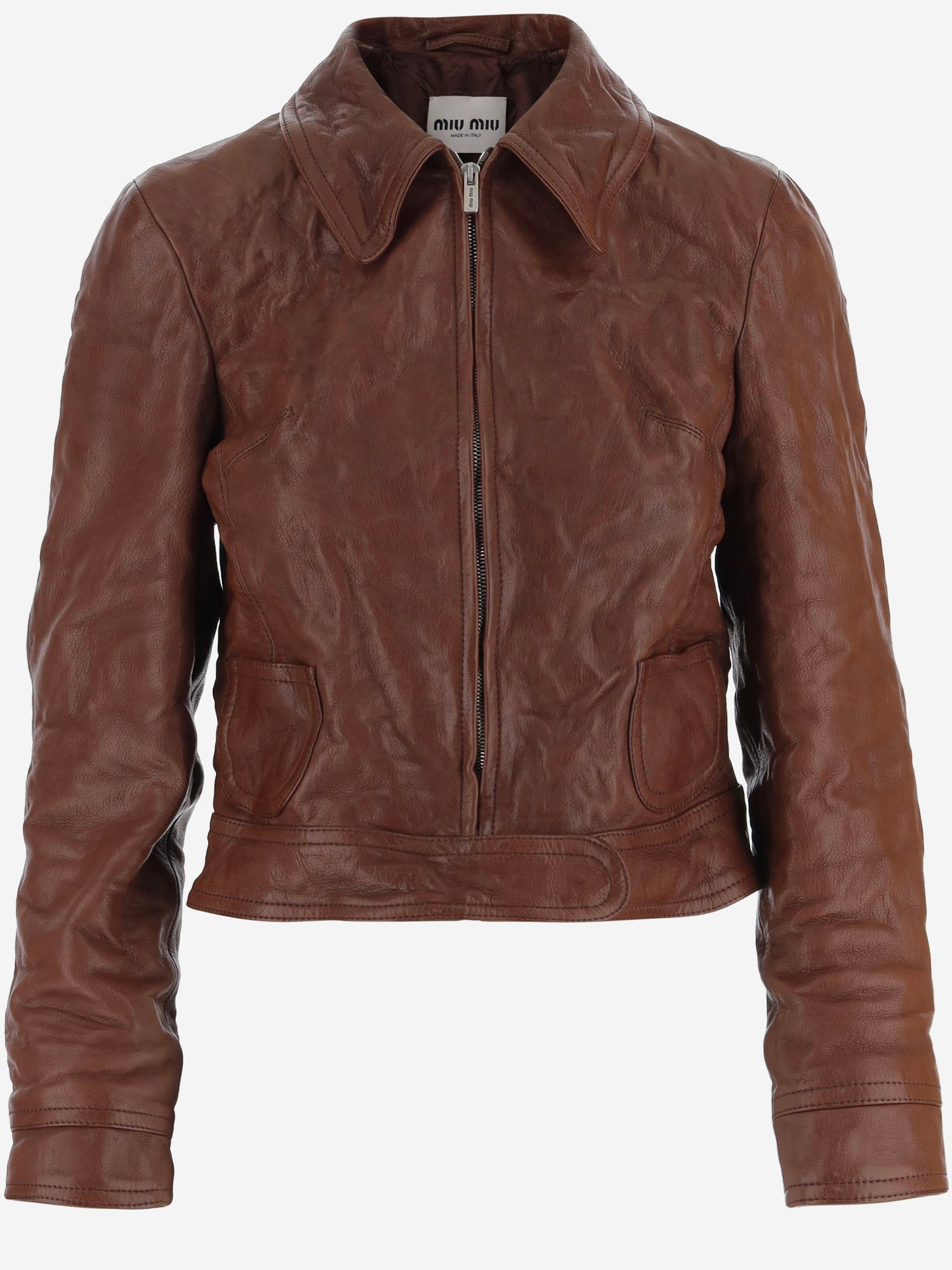 GIUBBOTTO IN PELLE DI CAPRA CON COLLO AMPIO MPW072 19E6F0201 MIU MIU 