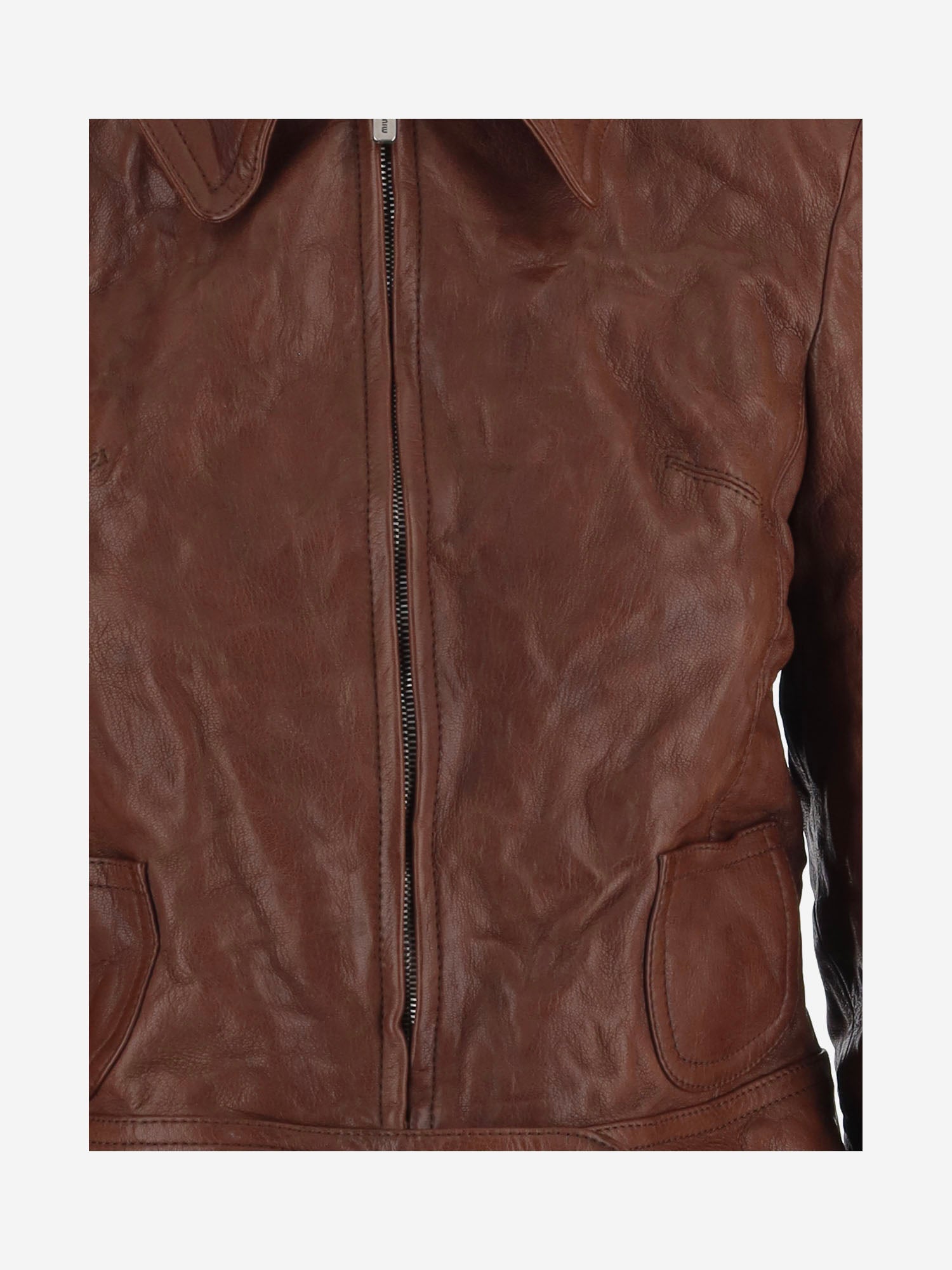 GIUBBOTTO IN PELLE DI CAPRA CON COLLO AMPIO MPW072 19E6F0201 MIU MIU 