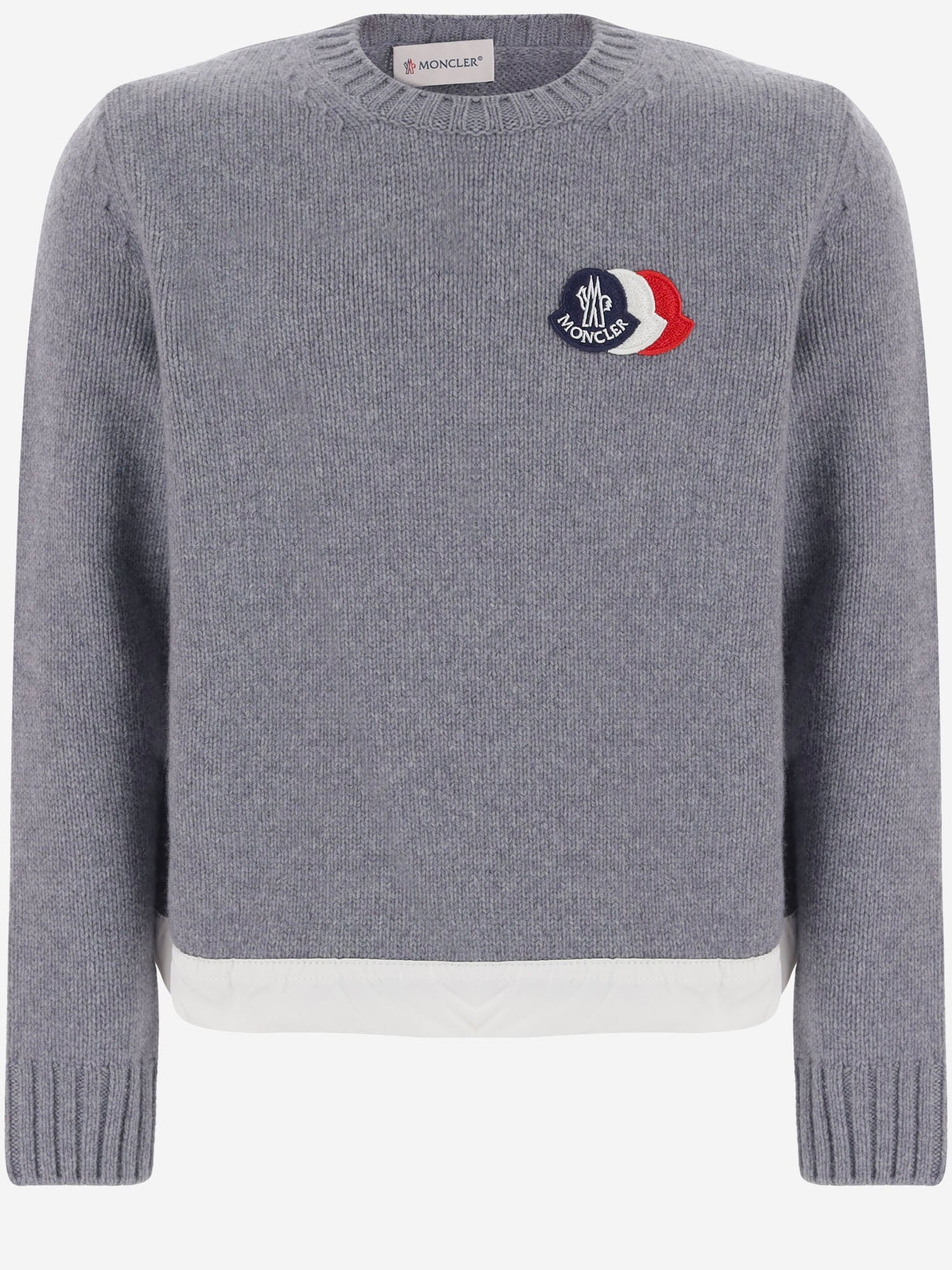MAGLIONE IN LANA E CASHMERE CON LOGO 9C00003M4281 988 MONCLER ENFANTS 