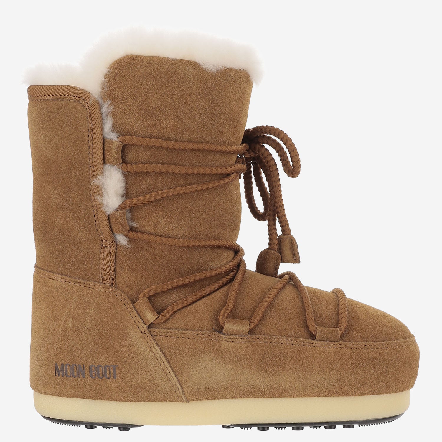 STIVALETTI IN PELLE E SHEARLING CON LACCI 1470050 M008 MOON BOOT 