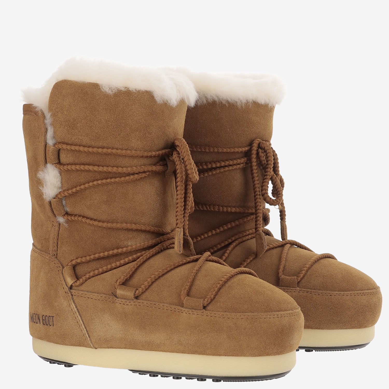 STIVALETTI IN PELLE E SHEARLING CON LACCI 1470050 M008 MOON BOOT 