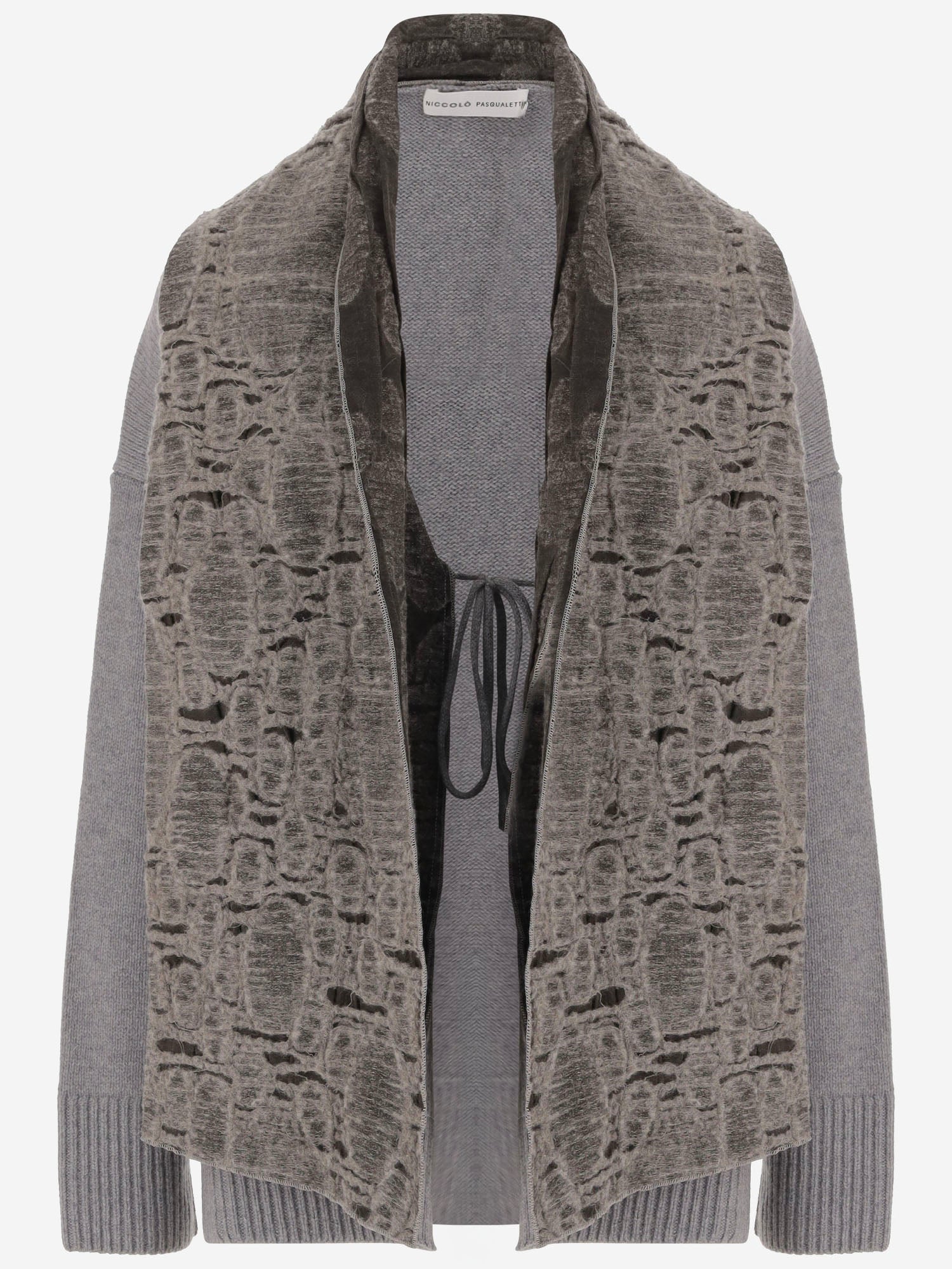 MAGLIA APERTA IN LANA E CASHMERE CON SCIALLE LAVORATO K002 CWRUGRAY NICCOLO PASQUALETTI 