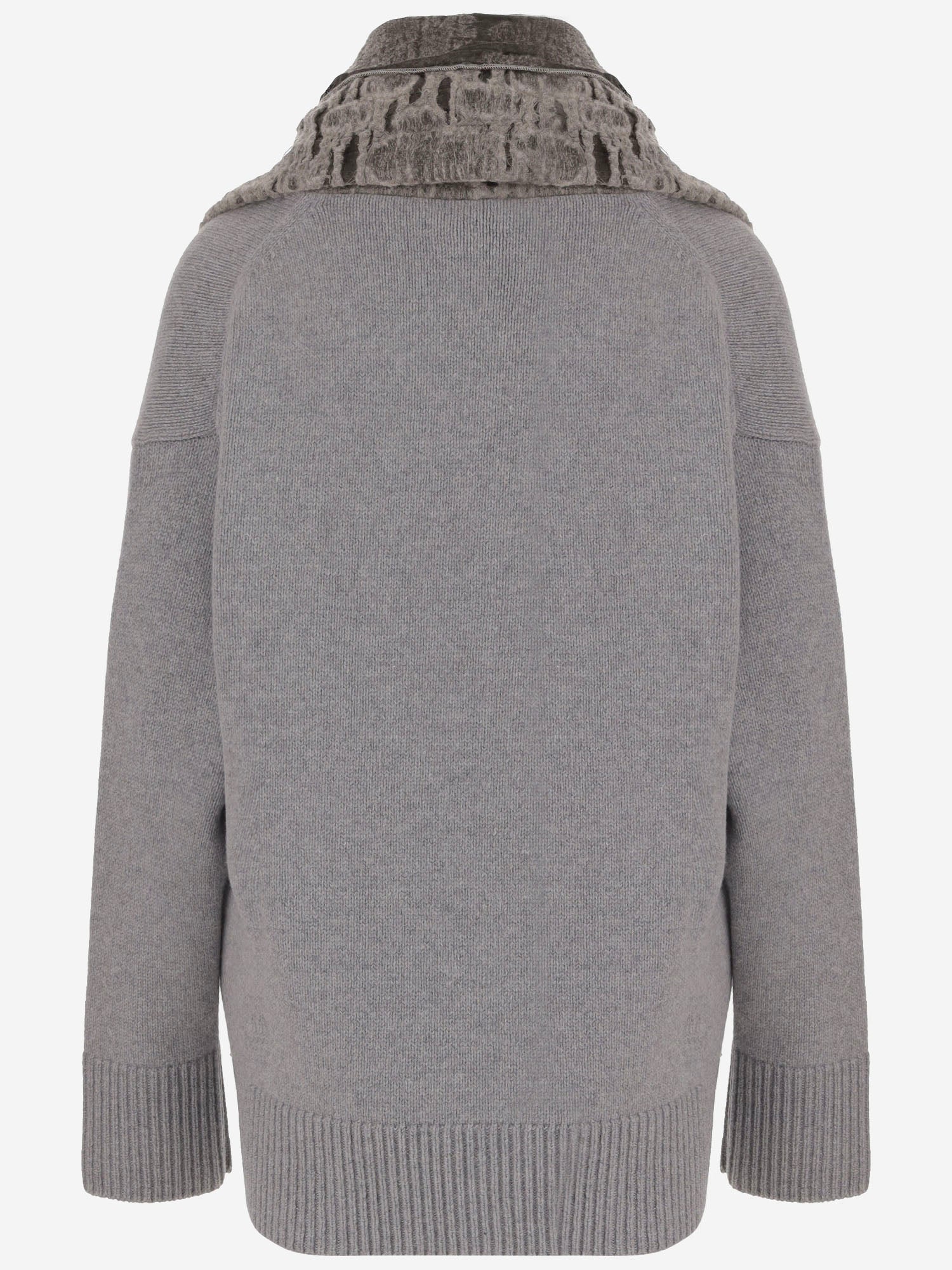 MAGLIA APERTA IN LANA E CASHMERE CON SCIALLE LAVORATO K002 CWRUGRAY NICCOLO PASQUALETTI 