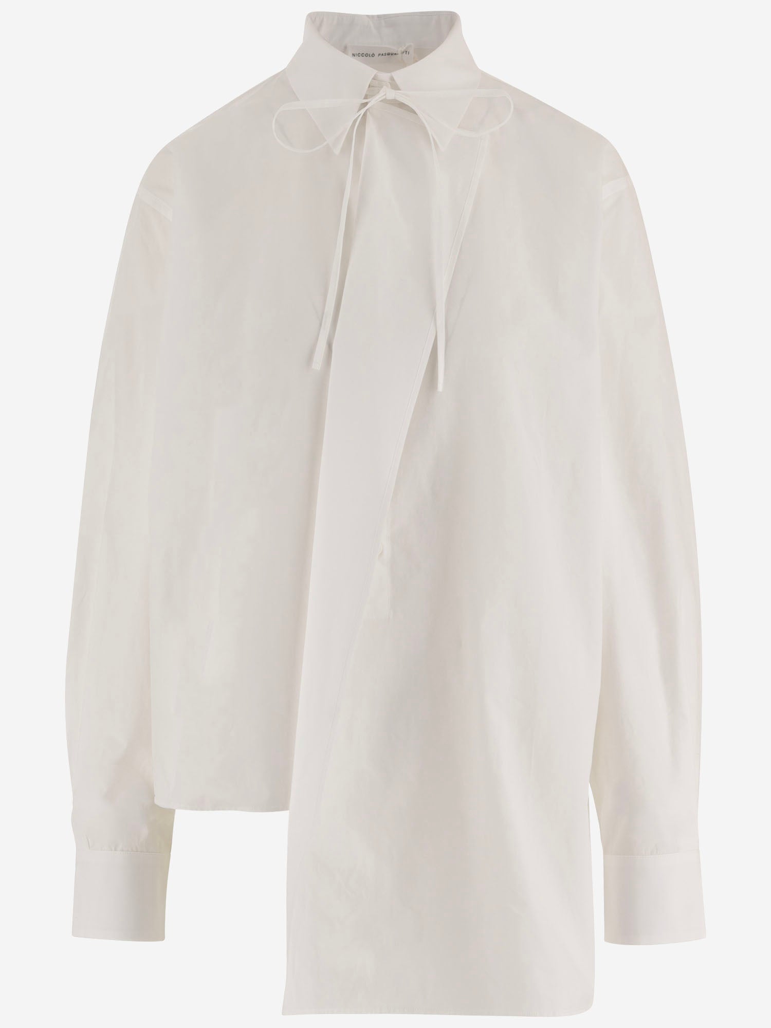 CAMICIA IN COTONE CON FONDO ASIMMETRICO SH02 CISSWHITE NICCOLO PASQUALETTI 