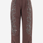 PANTALONI IN COTONE CON APPLICAZIONI FLOREALI BARRELBRIGHT MOKKA NOVELLE 