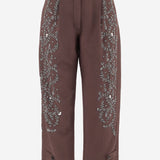 PANTALONI IN COTONE CON APPLICAZIONI FLOREALI BARRELBRIGHT MOKKA NOVELLE 