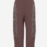 PANTALONI IN COTONE CON APPLICAZIONI FLOREALI BARRELBRIGHT MOKKA NOVELLE 