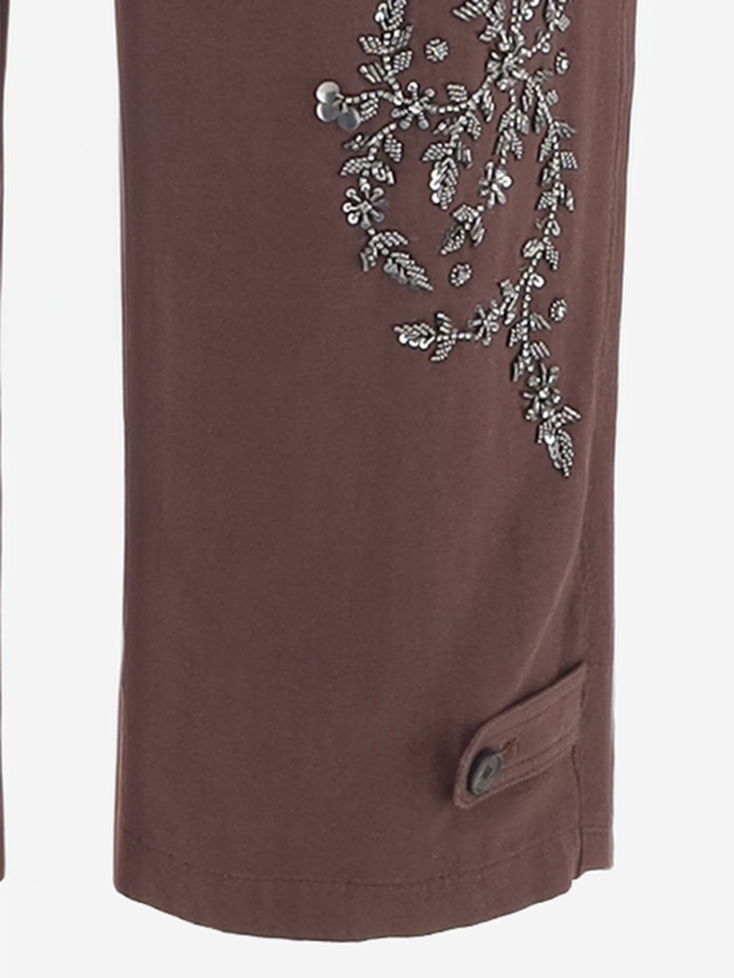 PANTALONI IN COTONE CON APPLICAZIONI FLOREALI BARRELBRIGHT MOKKA NOVELLE 