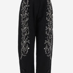 PANTALONI IN COTONE CON APPLICAZIONI FLOREALI BARRELBRIGHT NERO NOVELLE 
