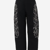 PANTALONI IN COTONE CON APPLICAZIONI FLOREALI BARRELBRIGHT NERO NOVELLE 