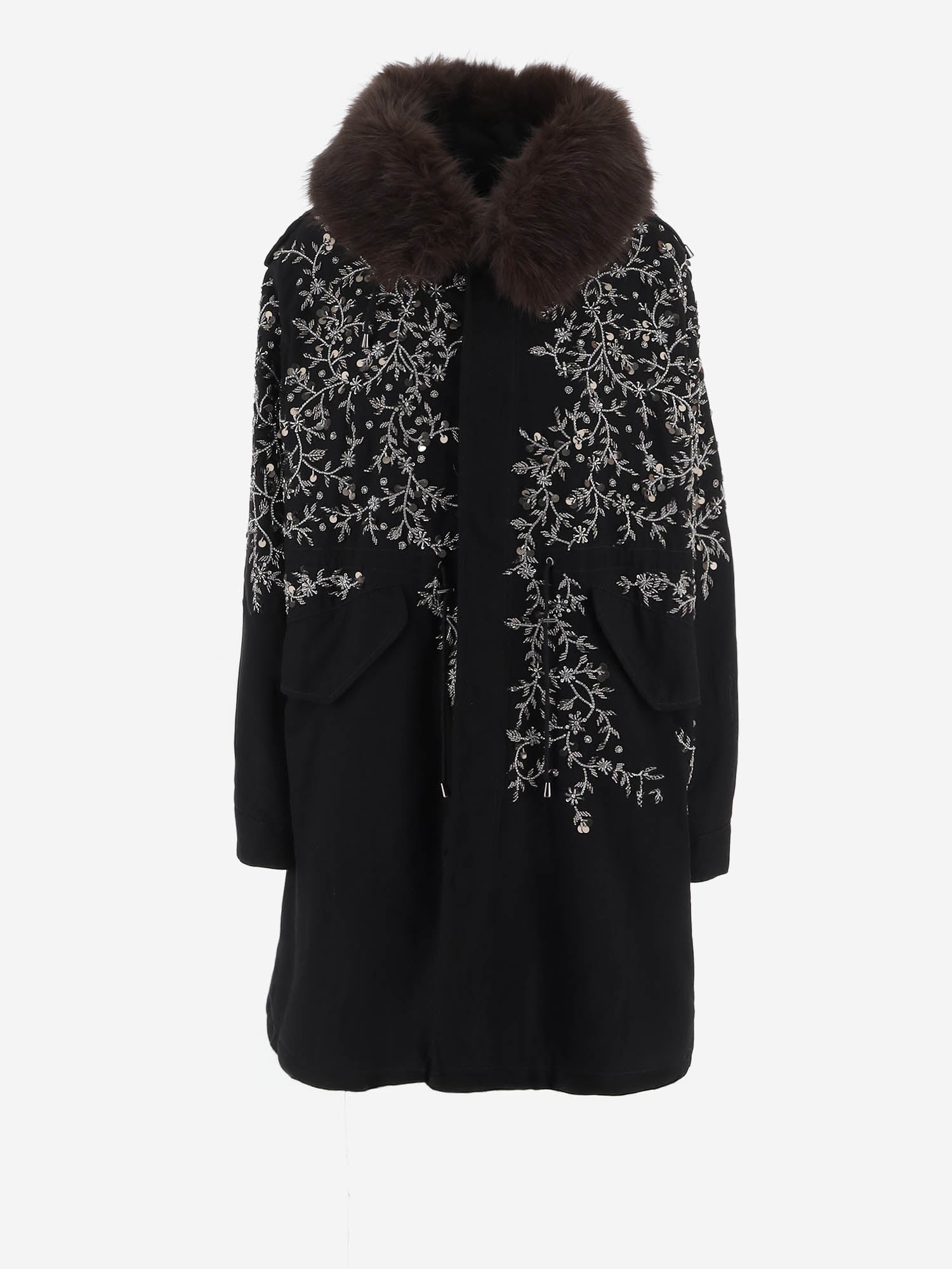 PARKA IN COTONE CON APPLICAZIONI FLOREALI PARKABRIGHT NERO NOVELLE 