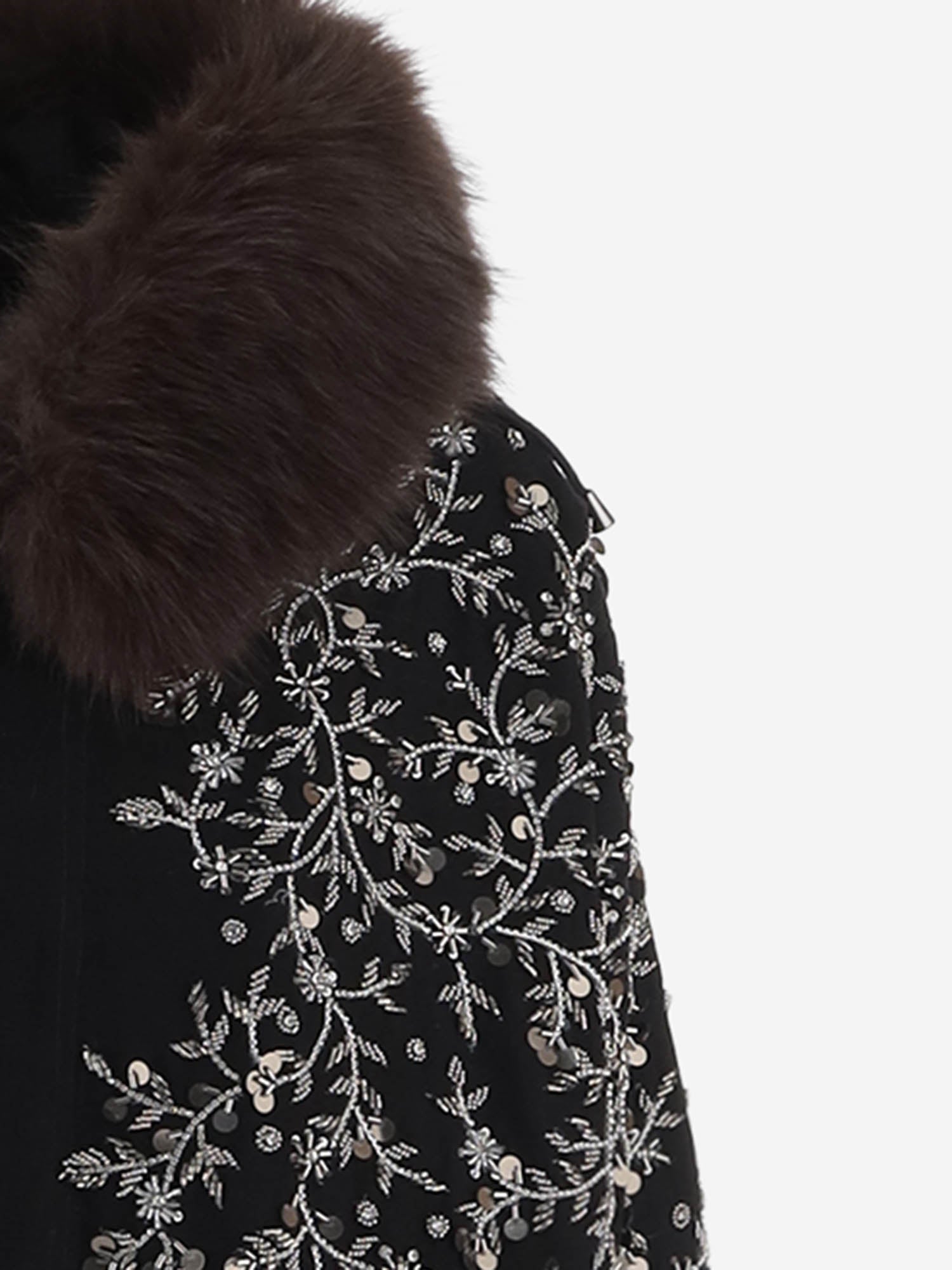 PARKA IN COTONE CON APPLICAZIONI FLOREALI PARKABRIGHT NERO NOVELLE 