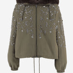 GIUBBOTTO IN COTONE CON APPLICAZIONI FLOREALI RICAMATE SOLEILBRIGHT LODENBROWN NOVELLE 