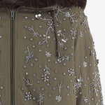 GIUBBOTTO IN COTONE CON APPLICAZIONI FLOREALI RICAMATE SOLEILBRIGHT LODENBROWN NOVELLE 