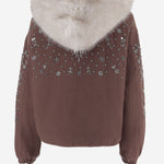 GIUBBOTTO IN COTONE CON APPLICAZIONI FLOREALI RICAMATE SOLEILBRIGHT MOKKAWHITE NOVELLE 