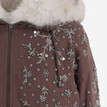 GIUBBOTTO IN COTONE CON APPLICAZIONI FLOREALI RICAMATE SOLEILBRIGHT MOKKAWHITE NOVELLE 