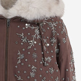 GIUBBOTTO IN COTONE CON APPLICAZIONI FLOREALI RICAMATE SOLEILBRIGHT MOKKAWHITE NOVELLE 