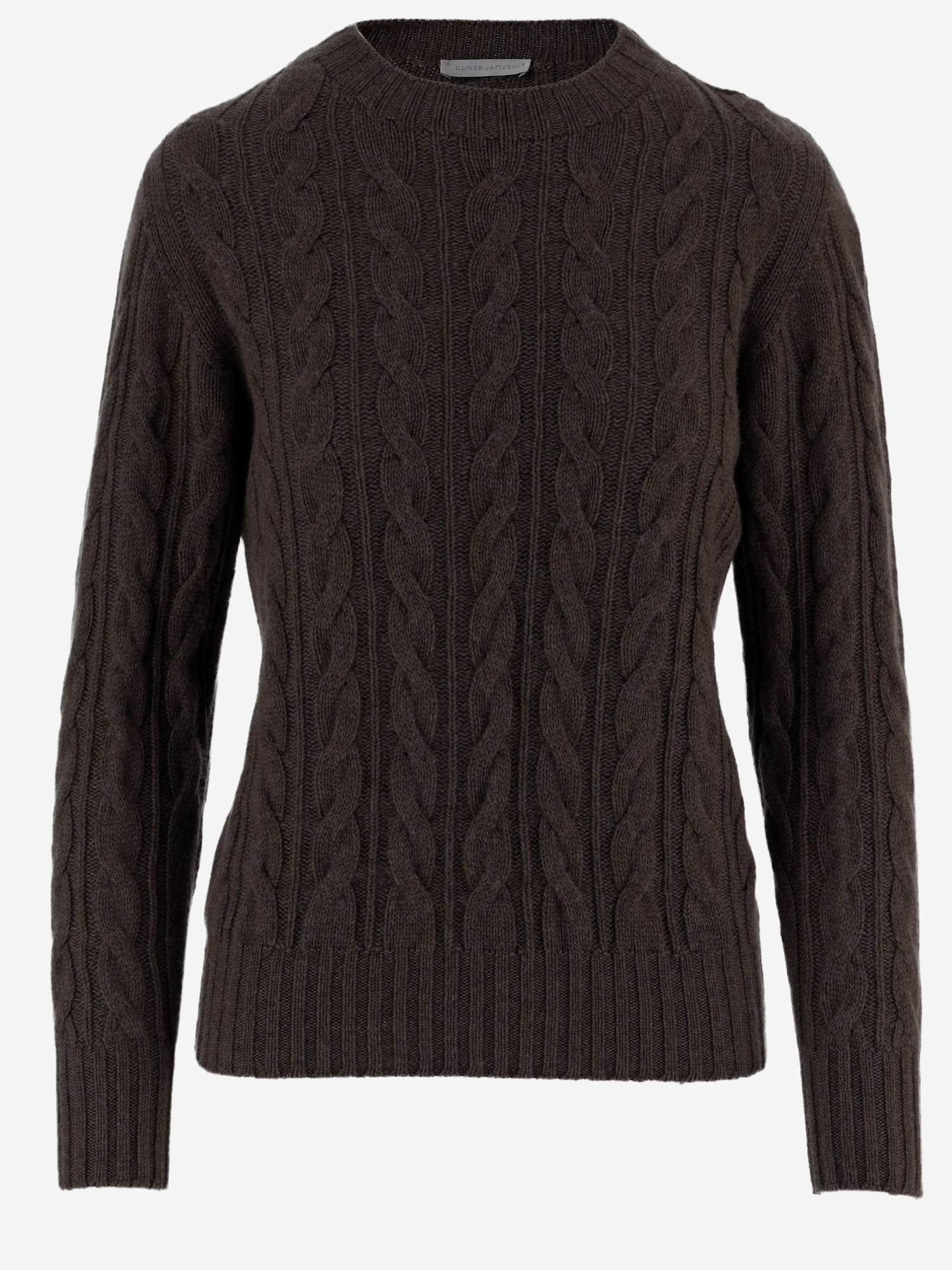 MAGLIONE IN CASHMERE CON LAVORAZIONE A TRECCE D322WS COFFEE OLIVER LATTUGHI 