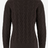MAGLIONE IN CASHMERE CON LAVORAZIONE A TRECCE D322WS COFFEE OLIVER LATTUGHI 