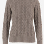 MAGLIONE IN CASHMERE CON LAVORAZIONE A TRECCE D322WS VAPOR OLIVER LATTUGHI 