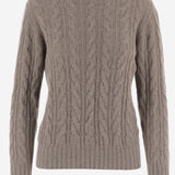 MAGLIONE IN CASHMERE CON LAVORAZIONE A TRECCE D322WS VAPOR OLIVER LATTUGHI 